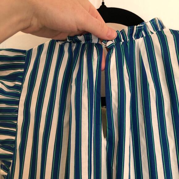 J.Crew Striped Tiered Cotton Dobby Midi Dress - Picture 5 of 10